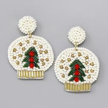 Christmas Snow Globe Seed Beaded Drop Earrings - OBX Prep