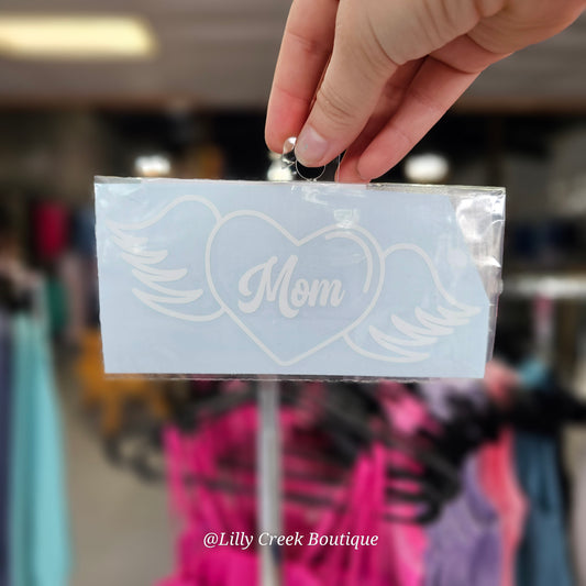 Heart Wings MOM Decal