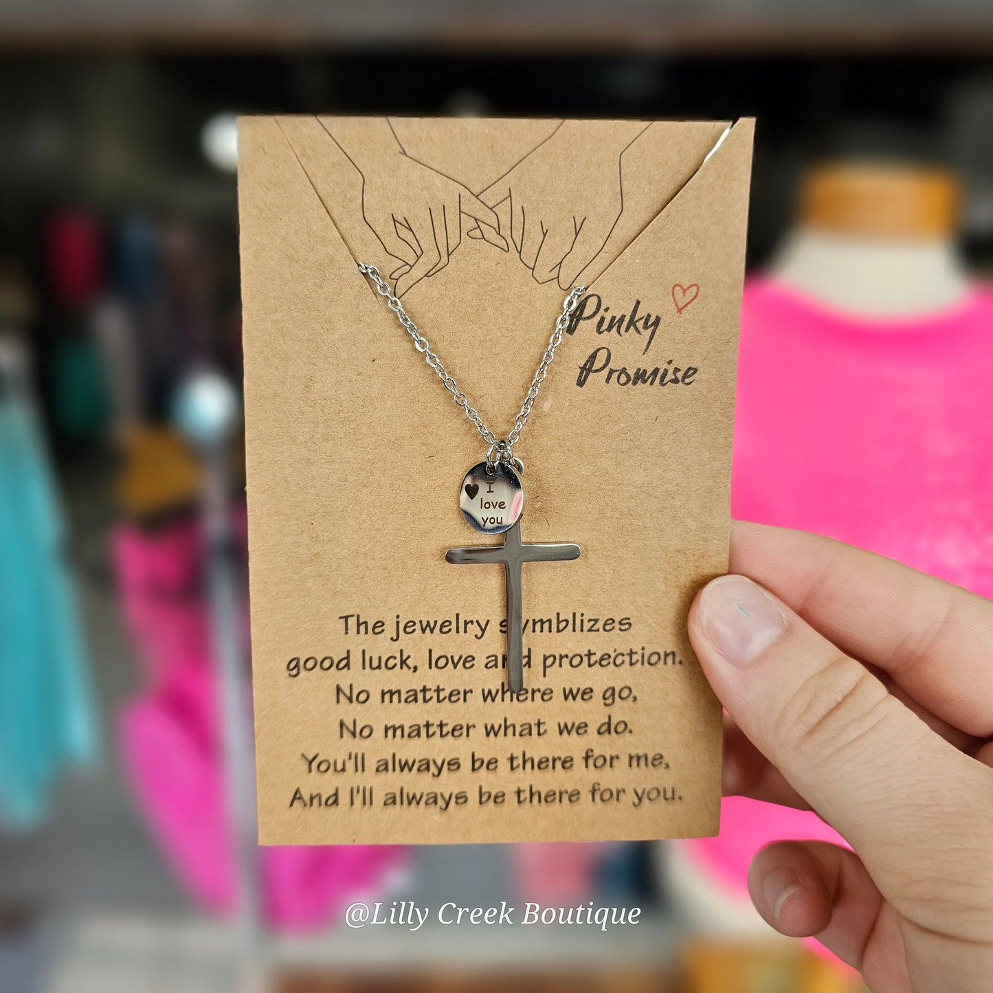 Pink Promise Cross Necklace