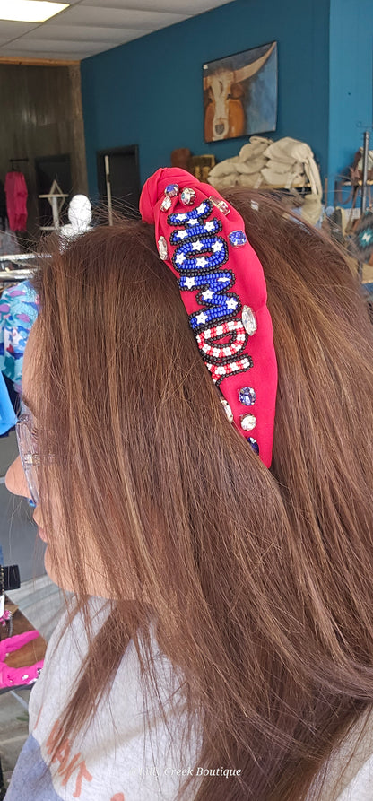 Patriotic HOWDY Rhinestone Headband