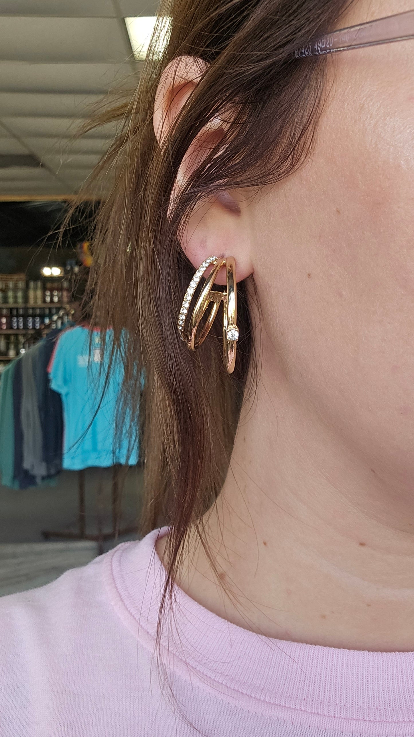 Triple Hoop Rhinestone Earrings