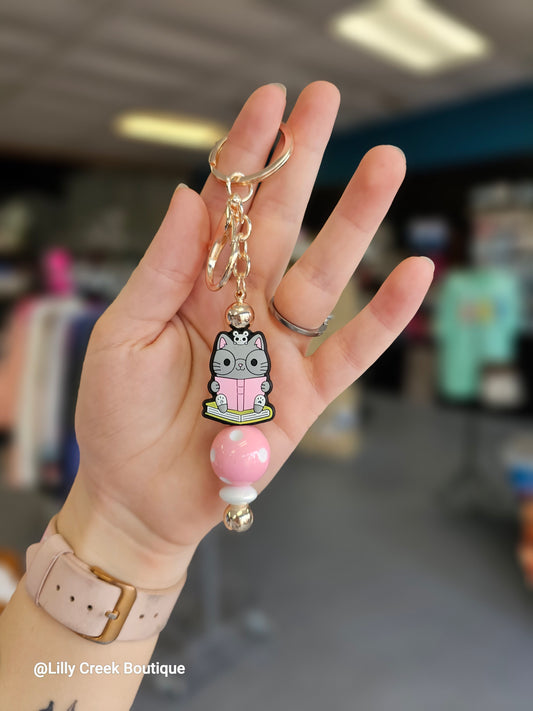 Cute Cat Bead Keychain