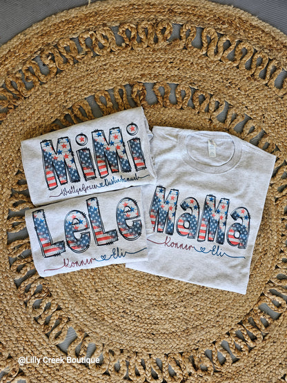 Patriotic MAMA with Names Tee