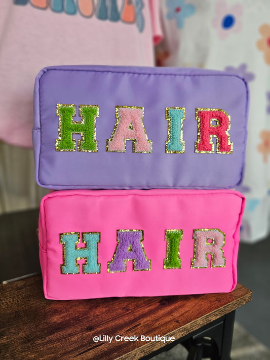 HAIR Patch Letter Cosmetics Bag