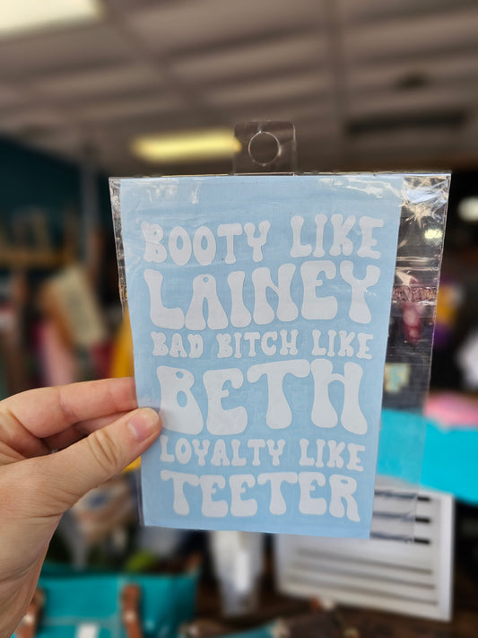 Booty Like Laney Decal | white