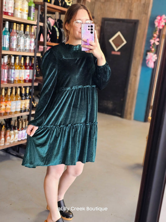 Emerald Velvet Mini Dress
