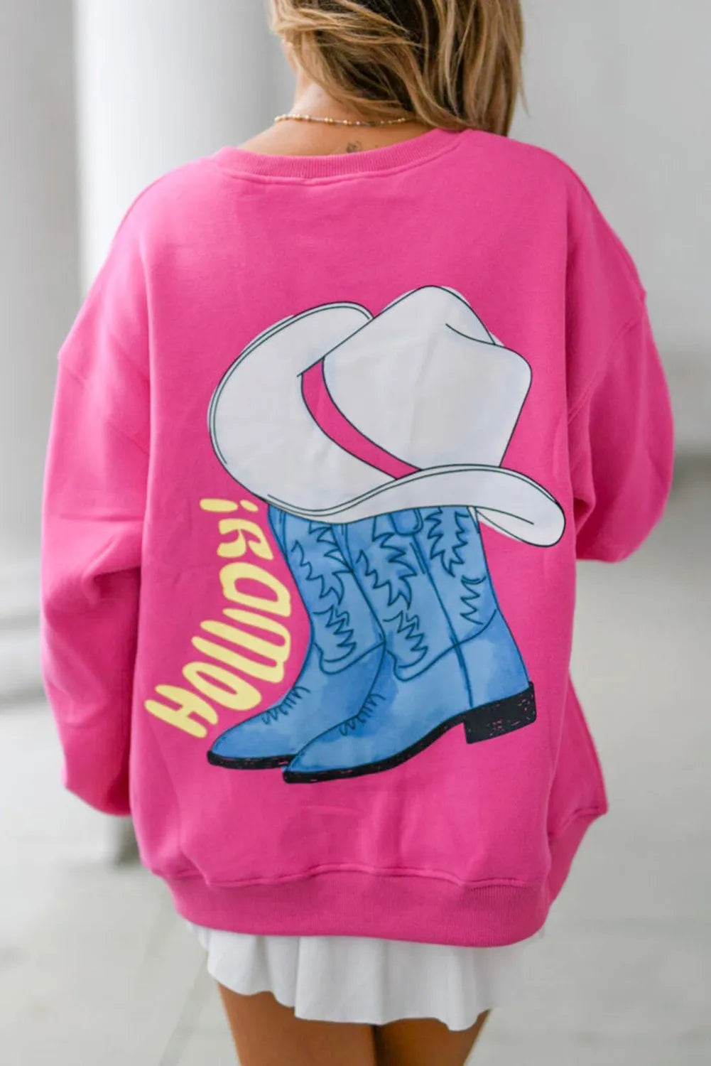 HOWDY Back Western Graphic Pullover Sweatshirt