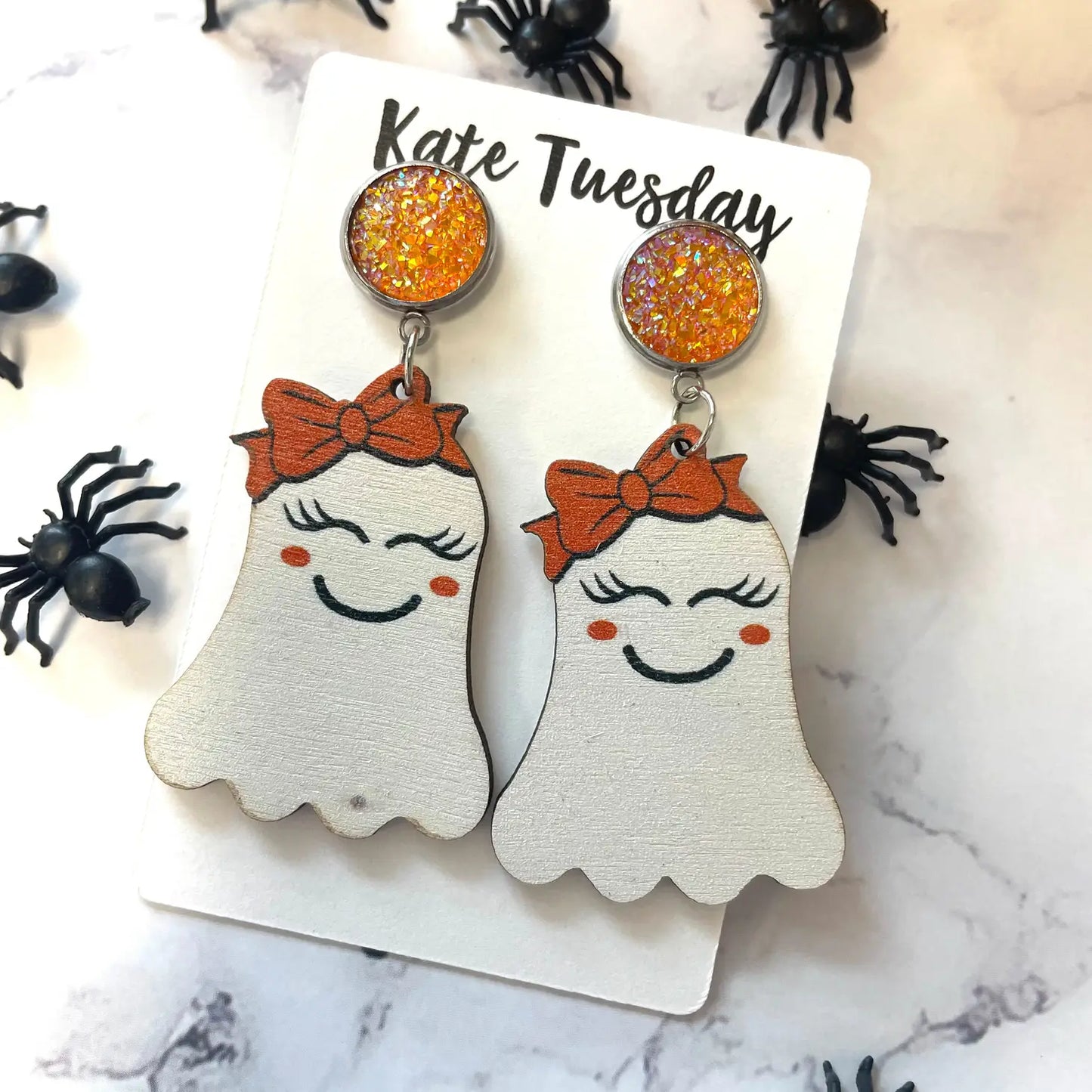 Happy Ghosts Druzy Halloween Earrings
