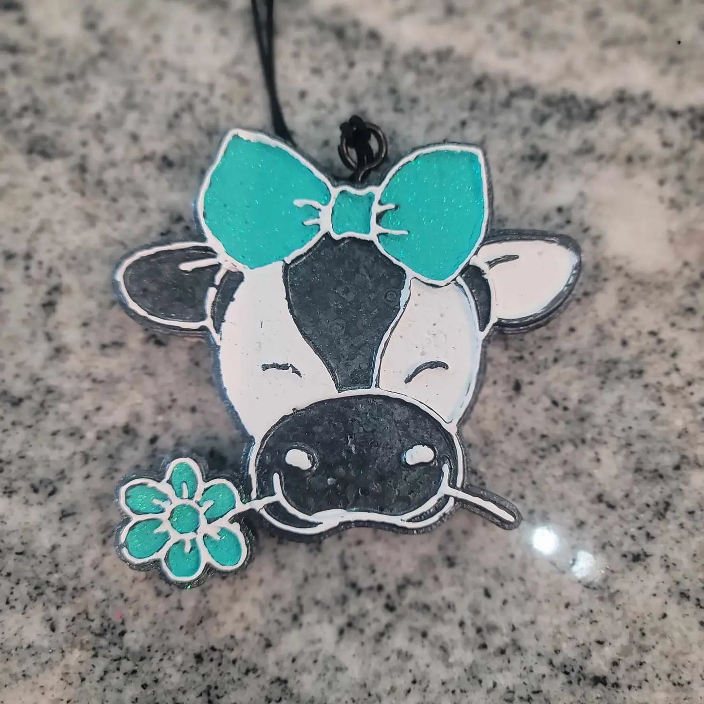 Cow with Flower Beaded Air Freshie