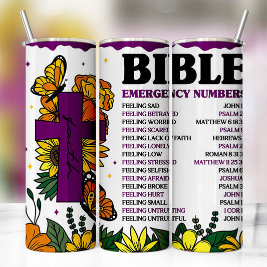 Bible Emergency Numbers Tumbler