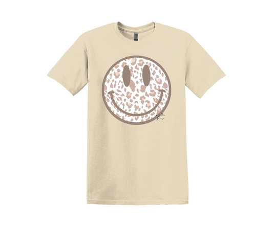 Natural Leopard Smiley Tee