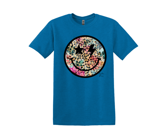 Colorful Leopard Smiley Tee