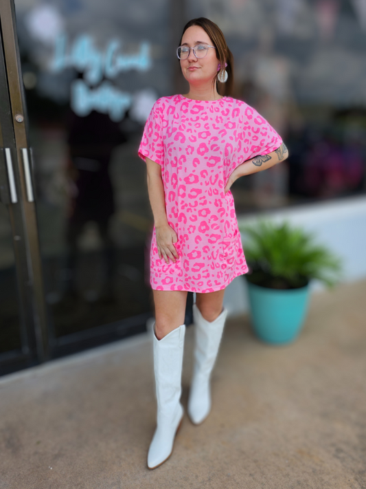 Neon Pink Leopard Dress