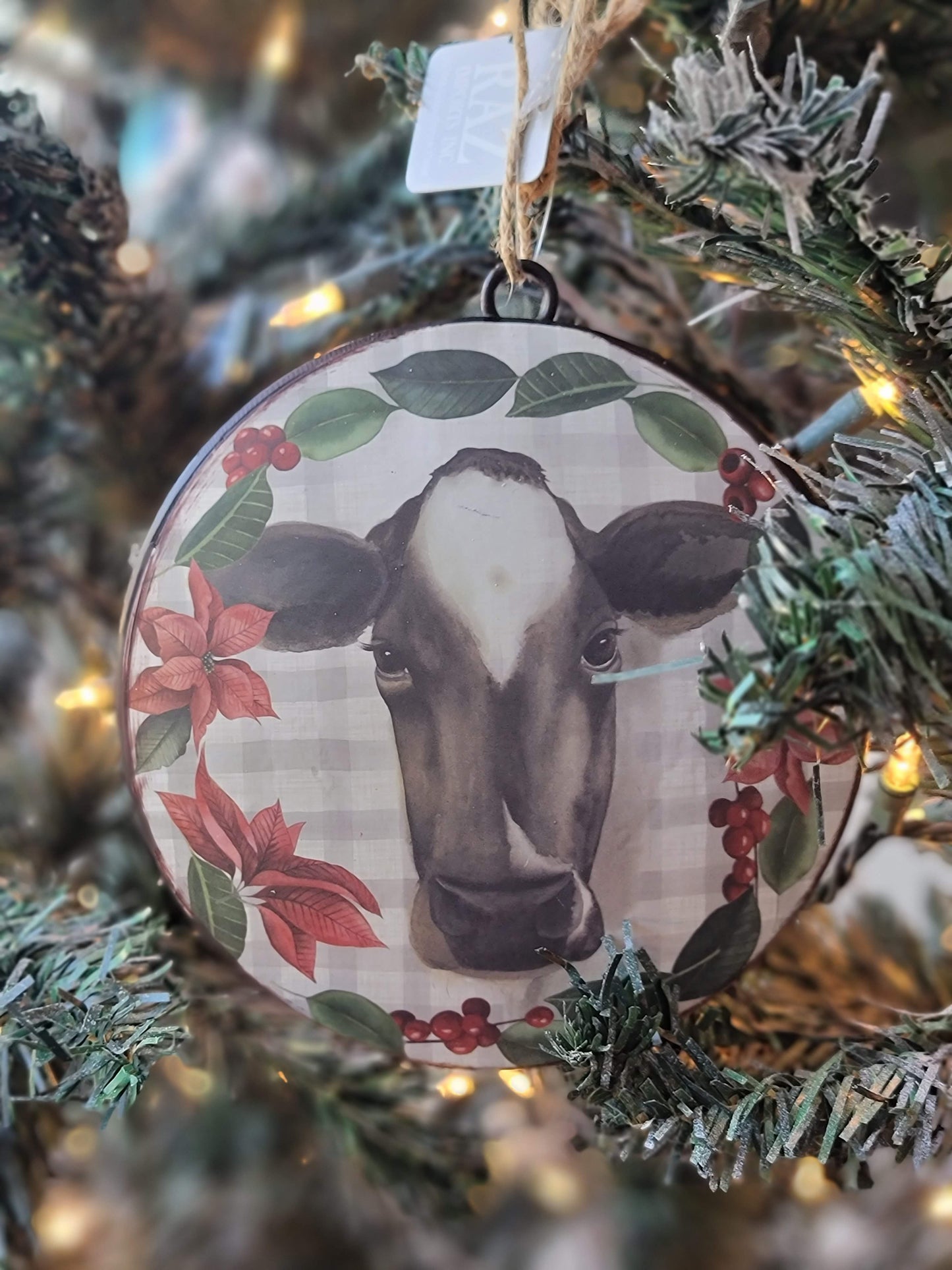 Farm Animal Disk Christmas Ornament