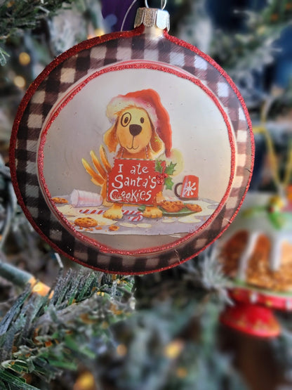 Christmas Puppy Disk Christmas Ornament