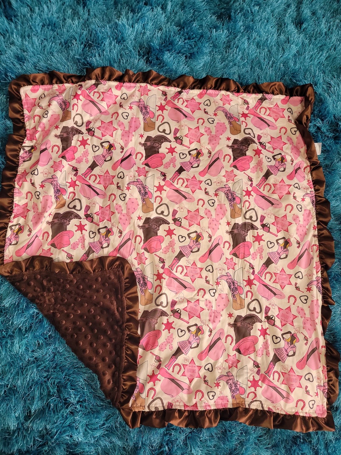 Pink Western Cowgirl Baby Blanket