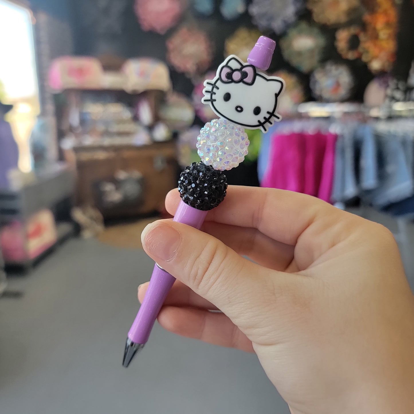 Purple Kitty Bead Pen