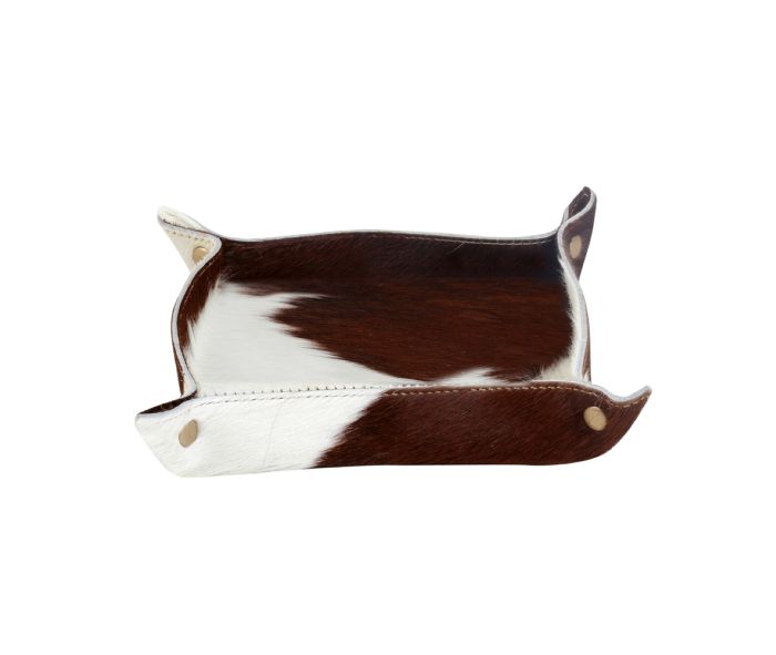 Genuine Leather Cowhide Myra Jewelry Tray - Brown & White