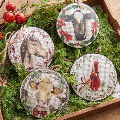 Farm Animal Disk Christmas Ornament